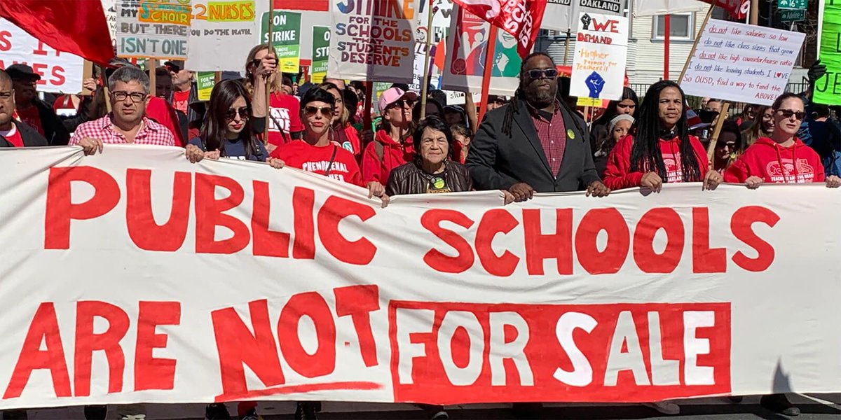 AFSCME's tweet image. AFSCME members in Northern California and teachers in Oakland are on the picket lines, fighting for respect and to be able to provide a better education for their students. afsc.me/2Hb1EvO #OUSDstrike #Unite4OaklandKids #WeAreOakland