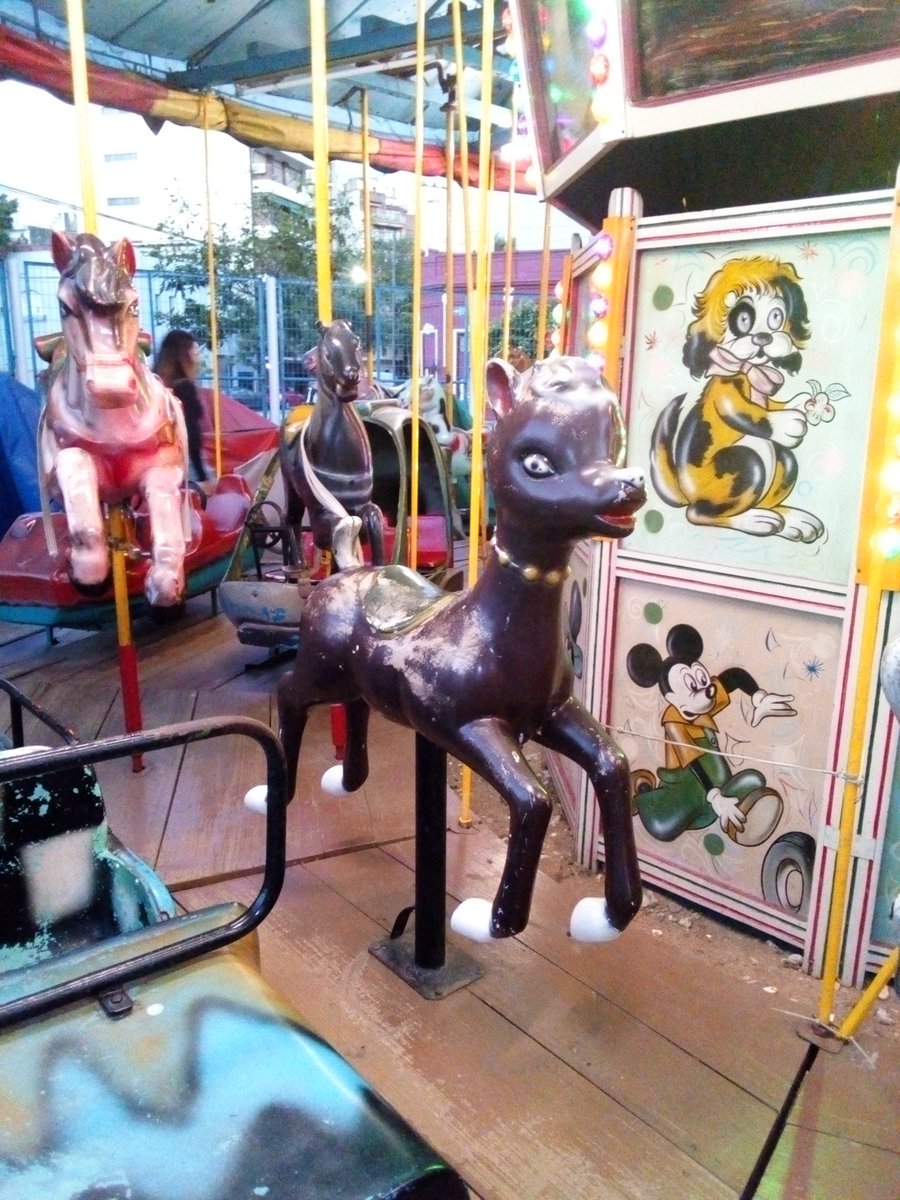 Gamitiel's tweet photo. Carousel creepy figures. Well ancient and repainted to the impossible. Square on Medrano Avenue, Buenos Aires. @Greebobek @BabyDragon5067 @AuthorSJB @TWFKAMES1 @GANessus
#carousell #Animalshape #creepy #BuenosAires https://t.co/mQSqvUYEho