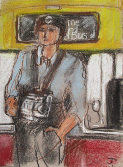 Damiancallan's tweet photo. Fantastic day sketching on The Red Bus @inforedbus @Damiancallan thank you Hope Sam and Clunie! #art #drawing #Edinburgh https://t.co/fBmQ4sM56X