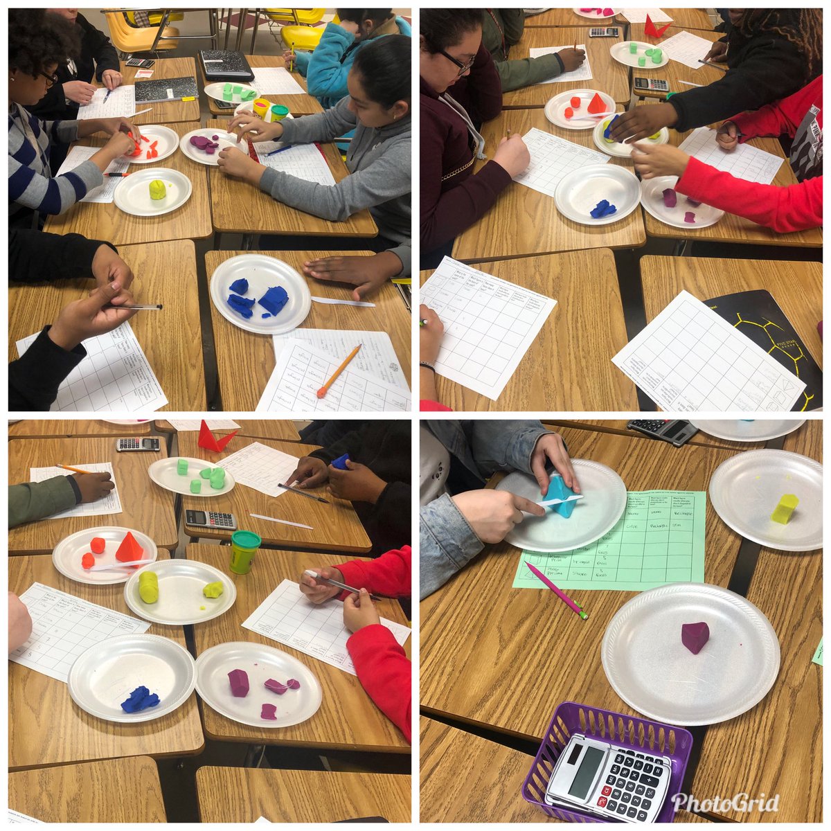 MathyMissB's tweet photo. We had to get โ Hands Onโ to investigate Cross sections of 3-D figures ๐๐ #WeLovePlaydoh #CLCRocks #FunMath #PanthersWork โฆ@PaulDWestMiddleโฉ https://t.co/BtdMsQCLgT