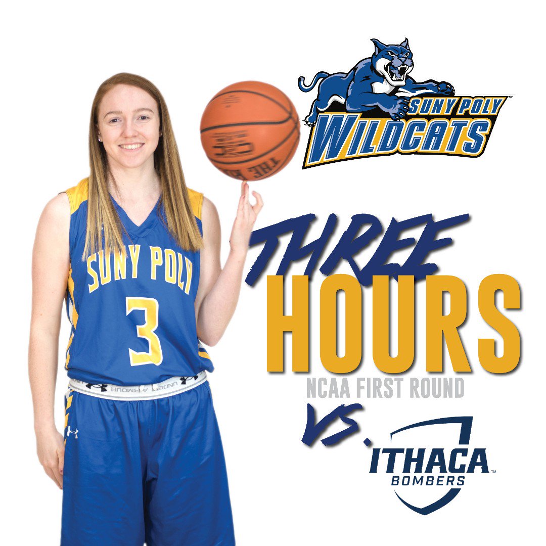 PolyWildcats's tweet photo. 🏀🚨THREE HOURS PEOPLE! 🚨🏀
The Wildcats take on @BomberSports in the first round of the @NCAADIII Championship Tournament TONIGHT!! 
🕖 - 7:00 PM
📍 - Ithaca College
📹 - https://t.co/ZKH74du4Ds
#whyd3 #NEACwbb #ITHvsSPI #PolyWBB https://t.co/IHHKcSWZkt