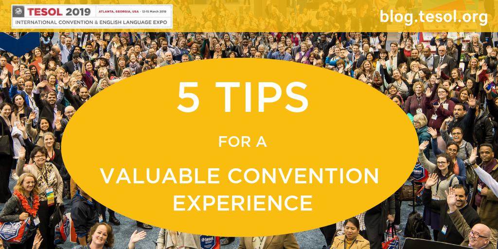 TESOLConv's tweet photo. #TESOLAmbassador Greg Wickersham has attended 3 #TESOL Conventions! Check out his 5 Tips for a valuable #TESOL19 experience at https://t.co/jKPMefiops. Learn more about TESOL International Convention & #English #Language Expo at https://t.co/NbnoqNDbJh. https://t.co/dJPCbSYo3k