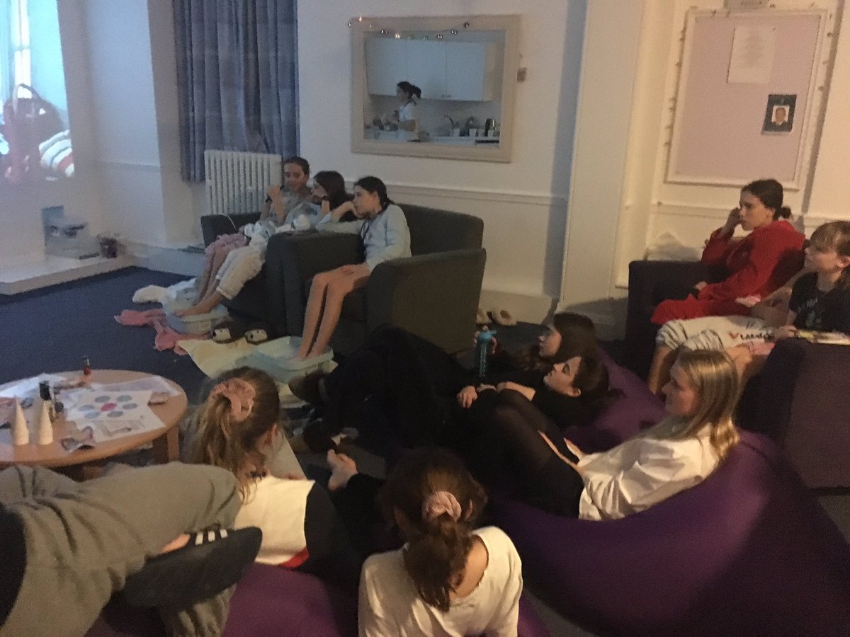 HFSBoarding's tweet photo. First Friday back Form I and II thought they deserved a spa evening! We even included Mama Mia #spanights #heathfieldboarding #weloveboarding #selfcare https://t.co/TCmjfl9Esu