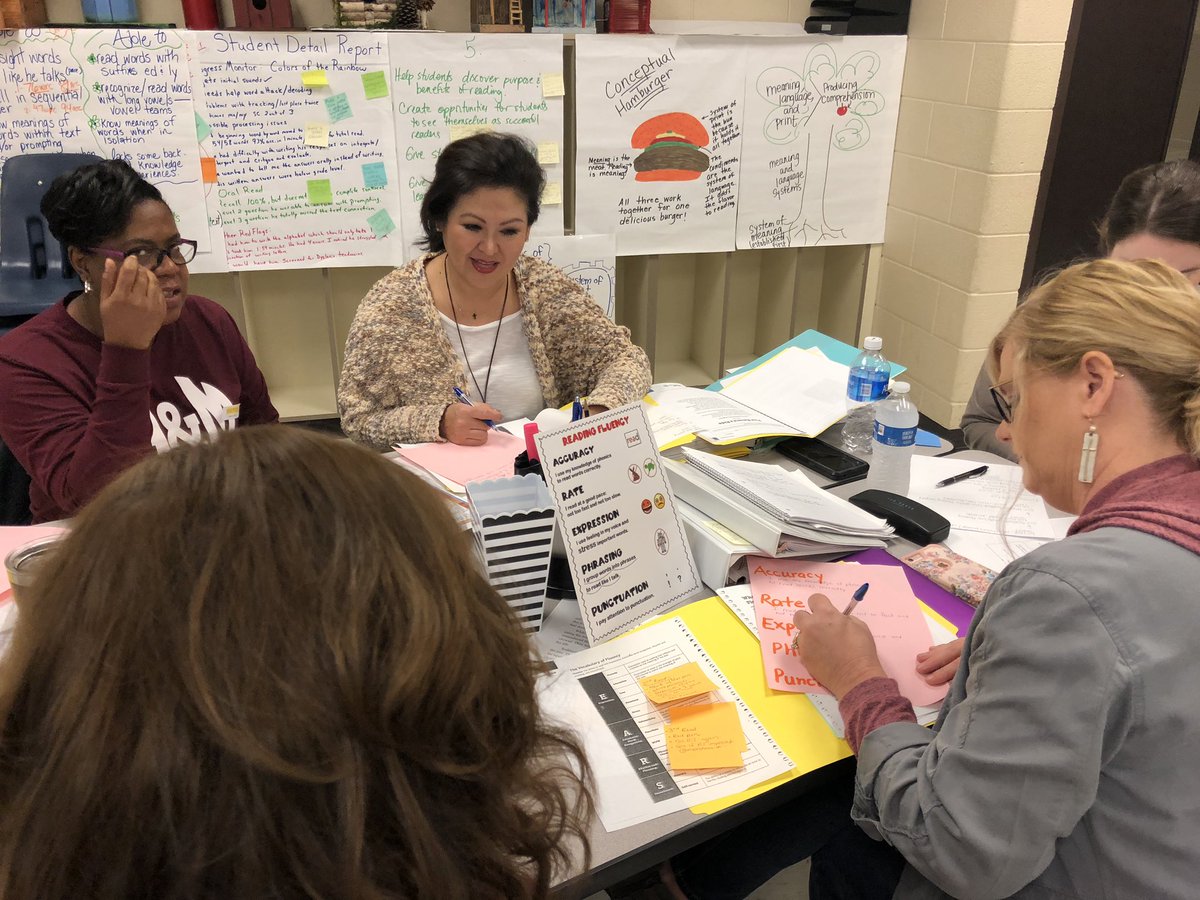 ARI Reading Specialists collaborating to learn more about fluency. Fluency IS the bridge to comprehension.