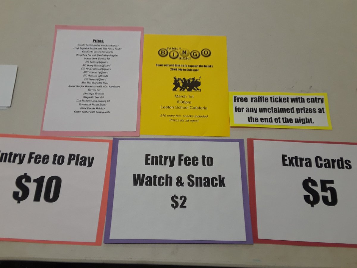 LewisBandTeach's tweet photo. Don't forget to come on out to the Leeton Band Program's Bingo Night tonight at 6pm in the school cafeteria. All proceeds will go towards their 2020 trip to Chicago. https://t.co/IQvzAKzzqK