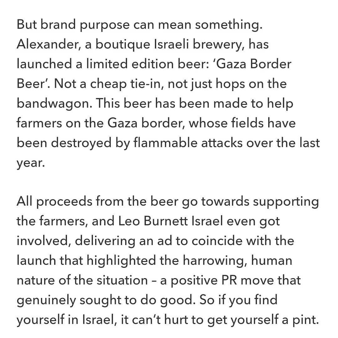 LeoBurnettIL's tweet photo. The best of the best \ February 2019 according to @TheDrum :
ALEXANDER GAZA BORDER BEER (and one @jamieoliver ...) #leoburnett #leoburnettil #leoburnettisrael #jamieoliver #bestofthebest #humankind #creativitywithoutborders #alexandergazaborderbeer #alexanderbeer https://t.co/XBC6jccWNn