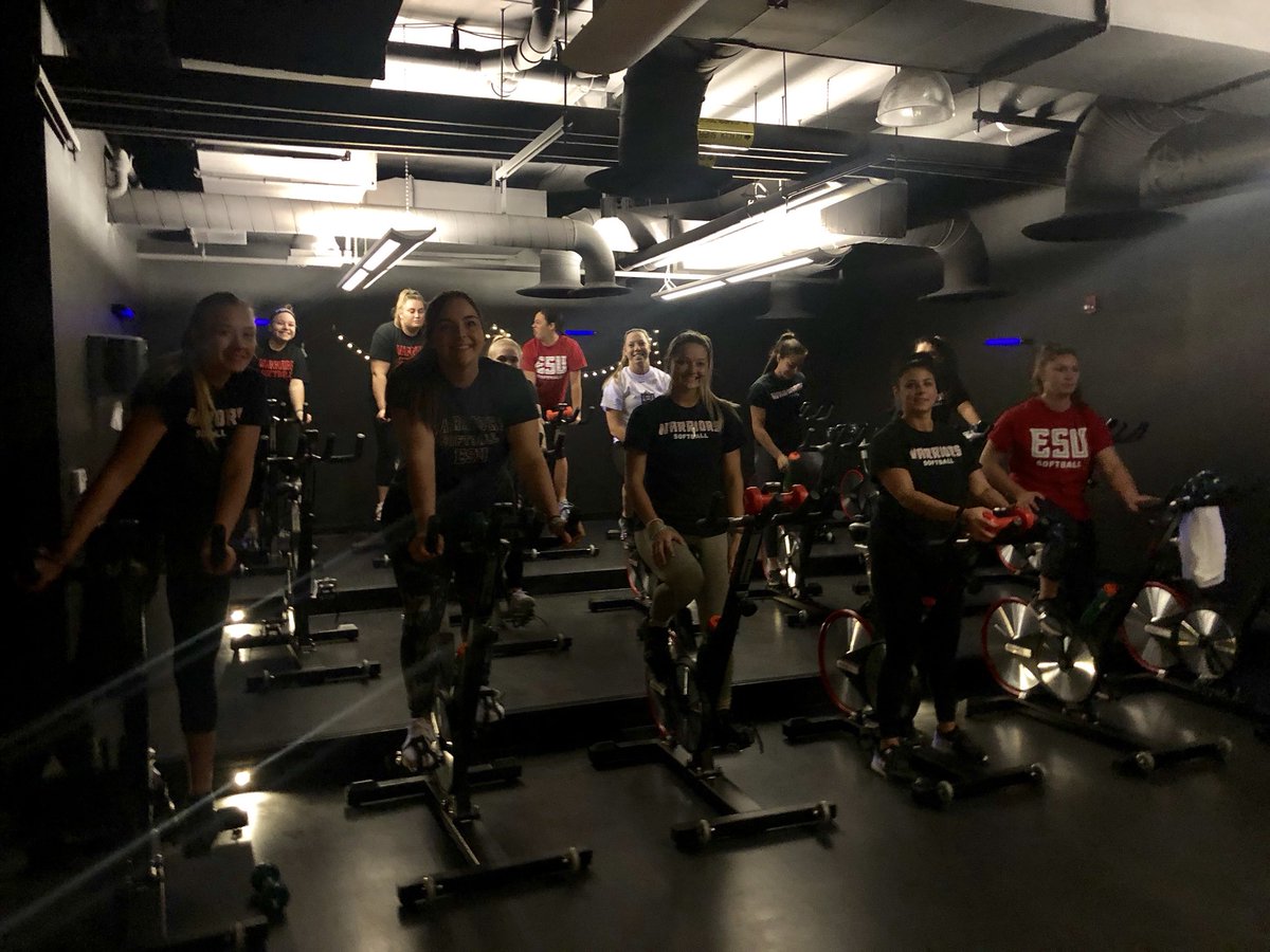ESUSoftball's tweet image. Changed up practice today, utilizing our professionals on campus! Thank you Maddy Walters for crushing the Warriors with an hour spin class &amp;amp; an hour yoga class! Thanks @KAWolfey for joining us!!! #SolidPractice #SoftballPlayersNeedMoreYoga #WhereWarriorsBelong
