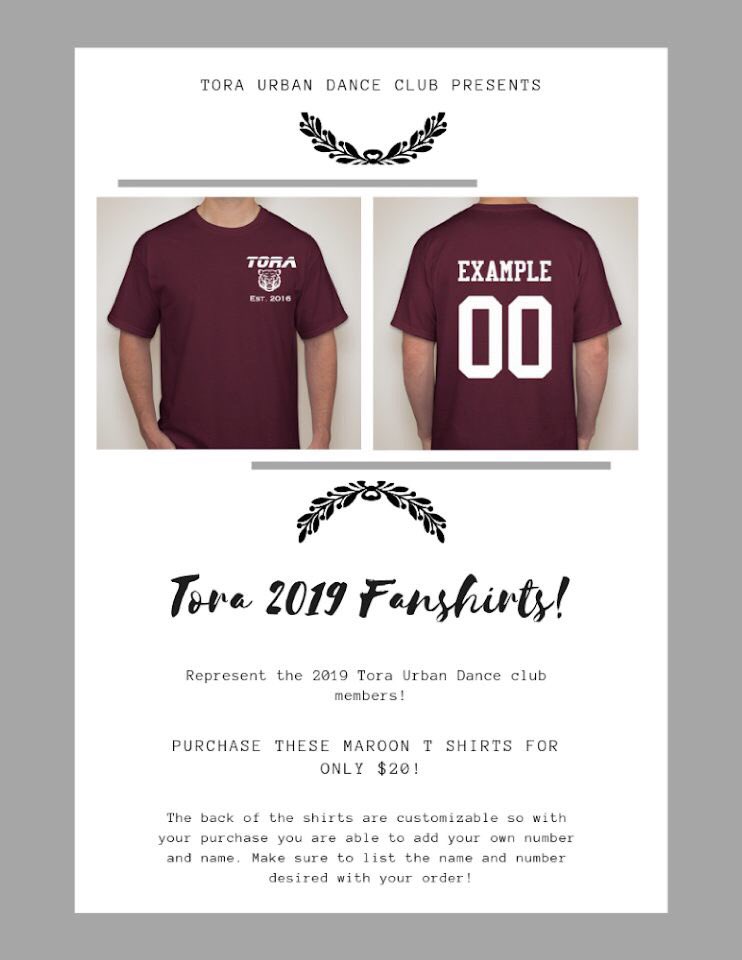 Tora_Illusion's tweet photo. Tora is officially now selling our fan shirts! Contact any member for more information or to place a order as soon as possible. Order placements end Wednesday March 6th 2019:)) @THS_Tigers #wearefamily #supporttigers #hiphopdance https://t.co/HRjUiFTlTb