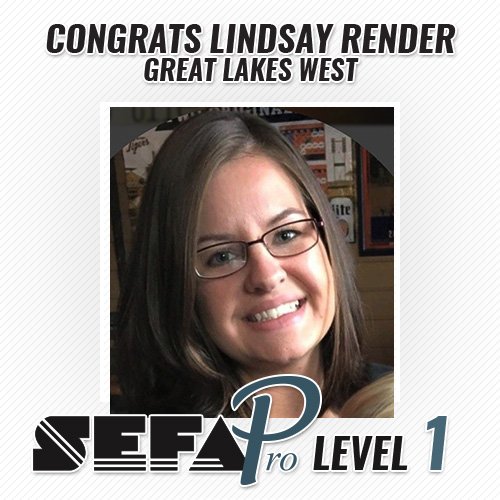 SEFA_LLC's tweet photo. Congratulations Lindsay Render of Great Lakes West, our newest #SEFAPro Level 1! https://t.co/4gh4UL80zr