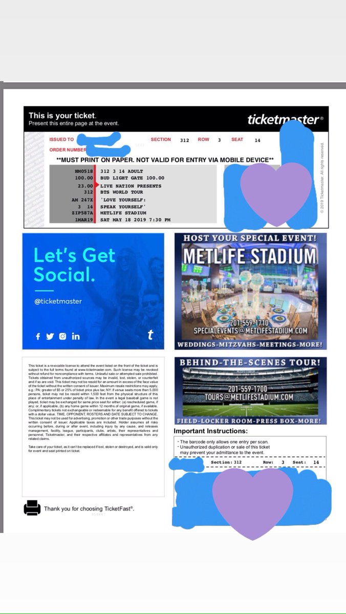 ineedmonnie's tweet photo. ‼️SELLING
🔸METLIFE STADIUM
🔸2 TICKETS
🔸SECTION 312 ROW 3 SEAT 13 &amp; 14
BOUGHT FROM TICKETMASTER✔️
🔴$195 EACH
@BTSTICKETBOT 
#BTSSPEAKYOURSELFTOUR 
#BTS_WORLD_TOUR  
#SpeakYourself #BTSMetlife  
#BTSxMetLifeStadium  
#BTSinNewJersey 
#BTSSpeakYourself #BTSxMetlife #btstickets https://t.co/ubg6UZIx0d