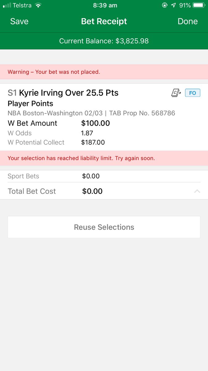 foxy_dal's tweet photo. @tabcomau_help hey tab please explain how ‘liability’ is reached when I try to bet either side of a market? https://t.co/f3T2cuwko2