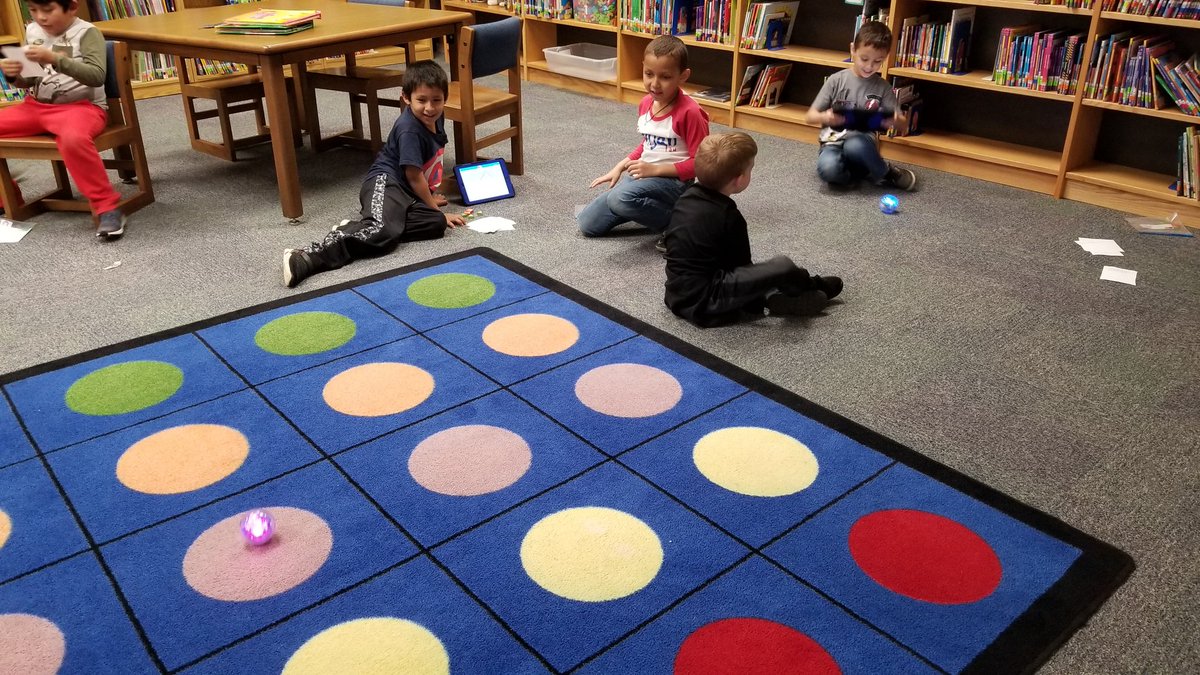 tammy_whitaker's tweet photo. Coding robot fun with @SpheroEdu @PrimaryWP in @KeelyTurnerEdu 's 1st grade class. Shapes, colors, problem solving, trial and error... FUN! @WillsPointISD also #drsuessday ! https://t.co/EVdGNqtRXT