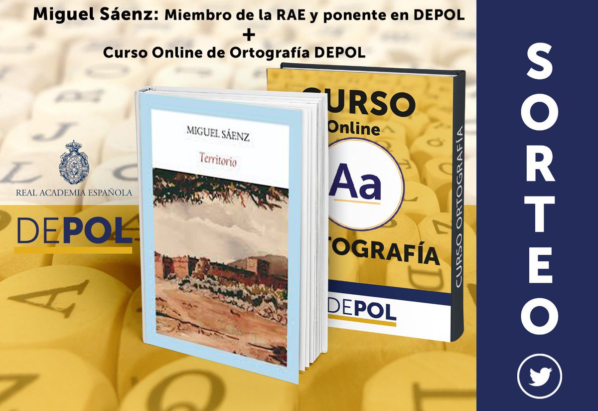 ESTAMOS DE SORTEO!!
Desde hoy y hasta el 6 de marzo, podéis participar por este kit compuesto de:

🔸 El libro "Territorio" de Miguel Sáenz, miembro de la RAE.
🔸Curso Online TODO ORTO.

Pasos a seguir: 
1️⃣ Seguir a <a href="/DePolAcademia/">Academia DEPOL</a> 
2️⃣ Me gusta
2️⃣ Comenta a 2 compis
3️⃣ Retweet