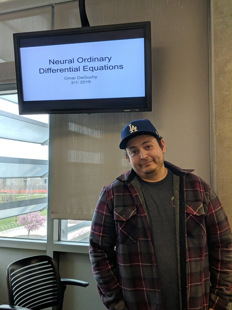 ucmSIAM's tweet photo. Omar DeGuchy, now speaking about neural ordinary differential equations at our weekly SAMPLe talk, COB1-276, UC Merced. https://t.co/JYYLtnfZrE