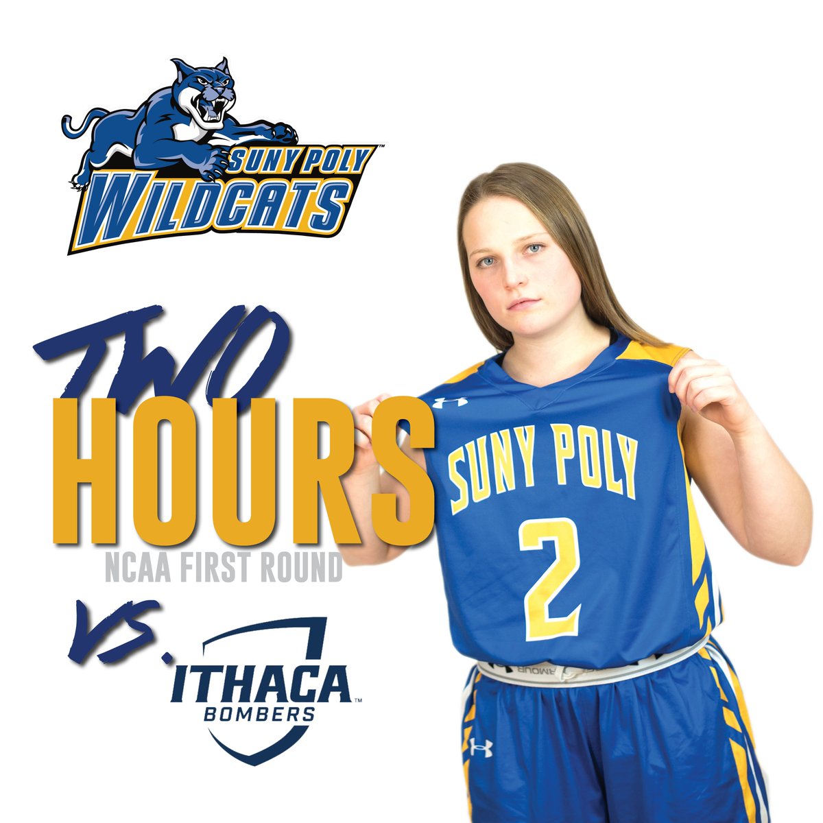 PolyWildcats's tweet photo. 🚨🏀 ALMOST GAMETIME!!! 🏀🚨
The Wildcats take on @BomberSports in the @NCAADIII Championship Tournament in TWO HOURS!!!!
🕖 - 7:00 PM
📍 - Ithaca College
📹 - https://t.co/aOKO603Bmr
#whyd3 #NEACwbb #ITHvsSPI #PolyWBB https://t.co/iLDXDrLQYg