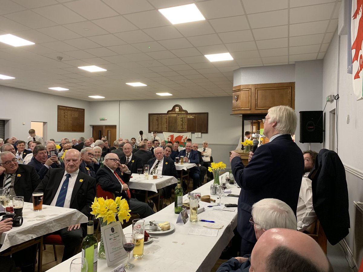knightsstdavid's tweet photo. The 2019 annual dinner of the Knights of St David is underway. All Knights being entertained by Steve Fenwick. https://t.co/DUf5jTW4X0