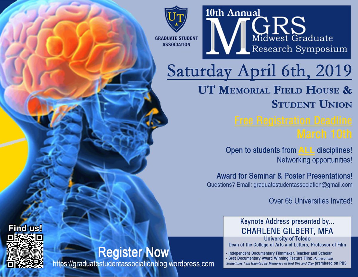 The 10th Annual Midwest Graduate Research Symposium (MGRS) is fast approaching and its going to be EPIC. The University of Toledo GSA cordially invites your STUDENTS to attend the 10th Annual Midwest Graduate Research Symposium on April 6th! 
Would you mind spreading the word?