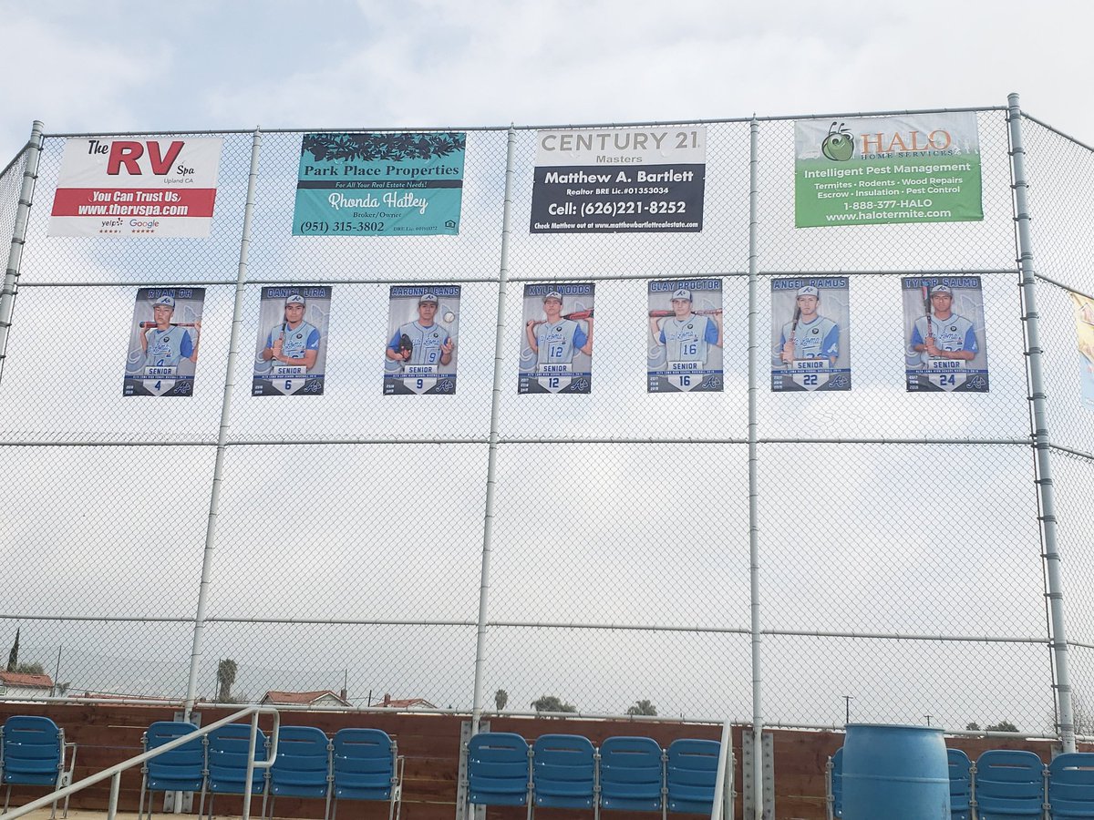 Varsity Sr's Baseball Banners are up! Ready for a successful year!! <a href="/AltaLomaHigh/">Principal</a>