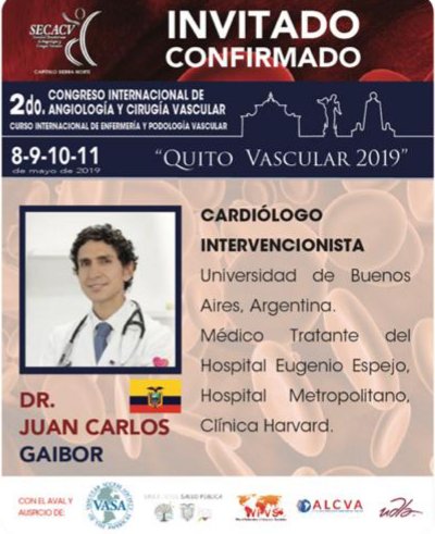 SECACV's tweet photo. QUITO VASCULAR 2019
MODULO: ENFERMEDADES DE LA AORTA ABDOMINAL Y TORÁCICA.
PROFESORES CONFIRMADOS!
Hotel JW Marriot, del 8 al 11 de mayo de 2019
Los esperamos!! https://t.co/OtR7Nbi16I