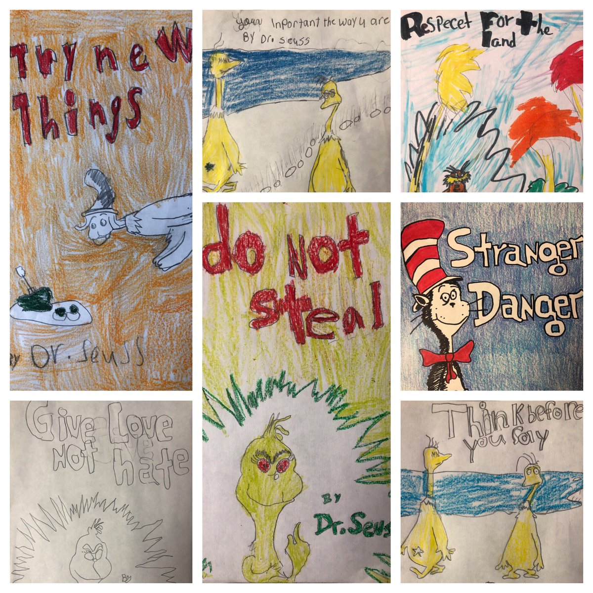 MermaidRae28's tweet photo. Digging deeper and using our creativity to find the theme! I think Dr. Suess would be proud!  #HereWeGrow @BramlettBears https://t.co/U99pM9Dge6