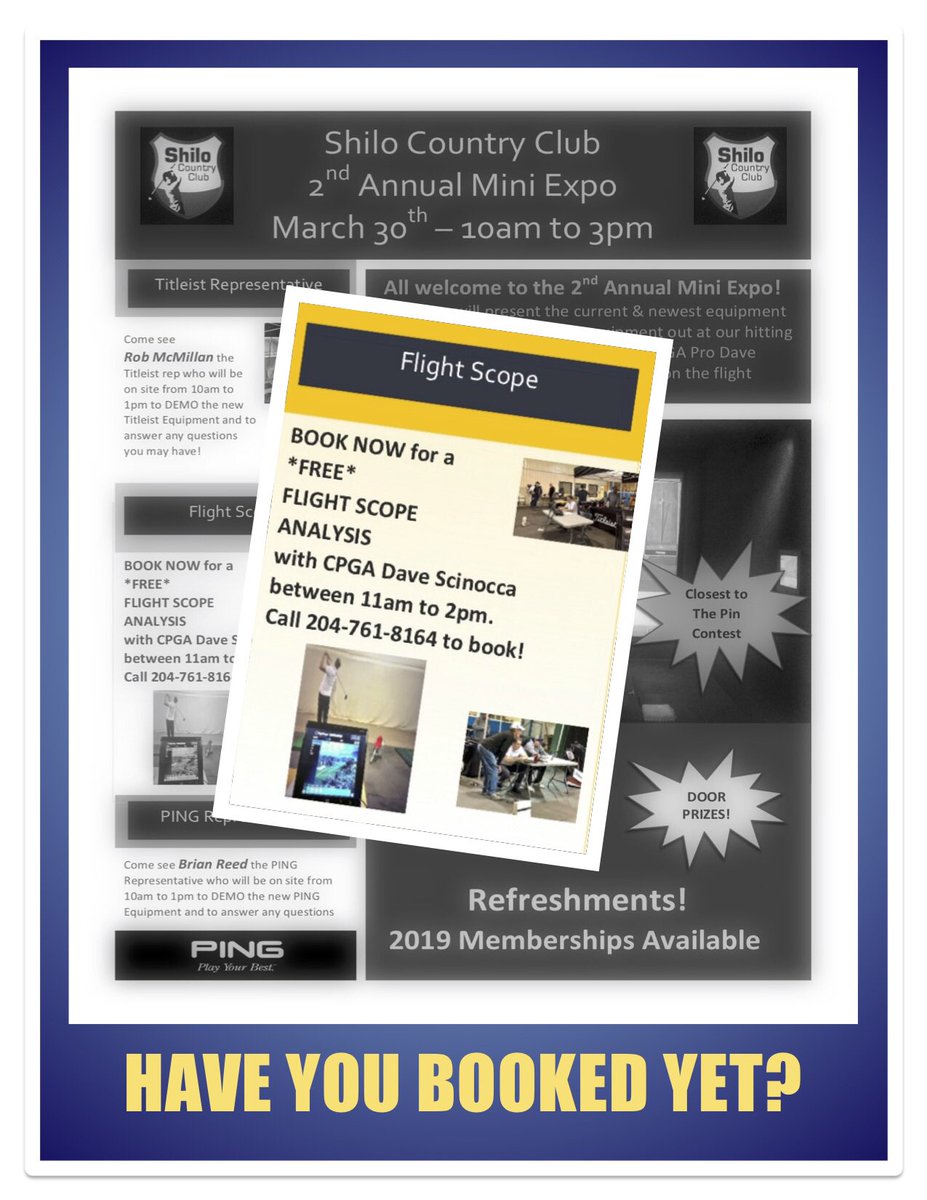 ShiloCC's tweet photo. Don't miss out on getting a "FREE" flight scope analysis with CPGA Dave Scinocca at our 2019 Mini Expo! https://t.co/txCwXbw00T