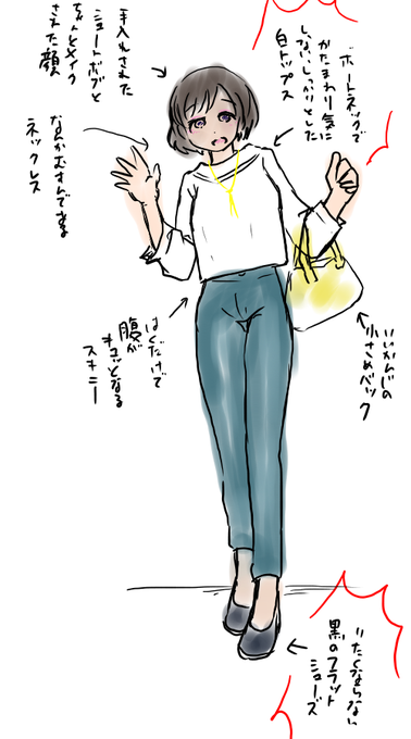 昼ご飯行く前にこの春したいファッションを落書き
服も欲しいがそれ以上に似合う外観も欲しい 