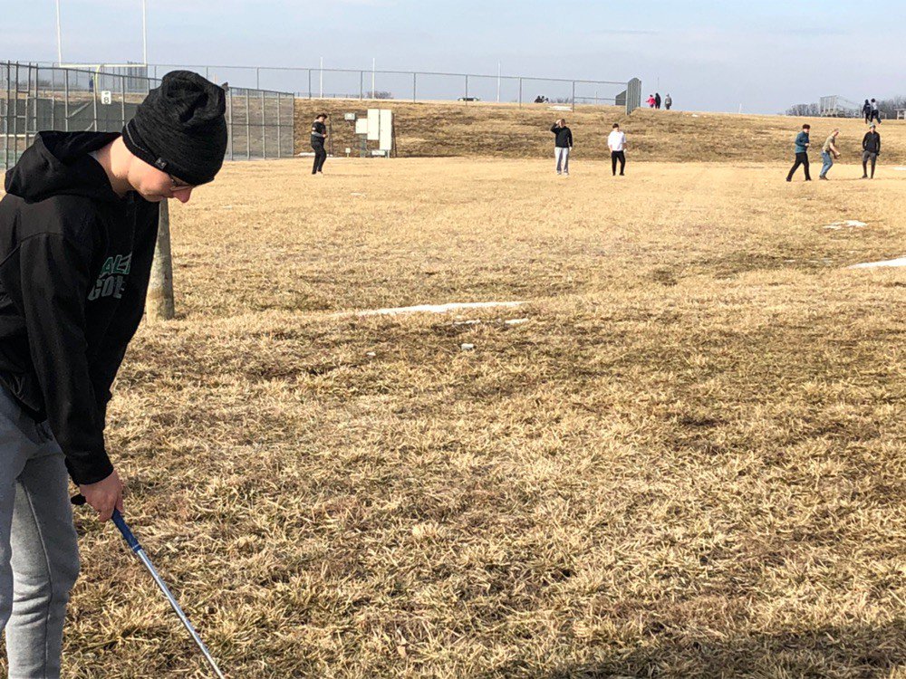 StaleyBoysGolf's tweet photo. @Staleyhsgolf 
First week of practice complete.
Hopefully soon the weather improves. 
Friday's practice was a Staley first!
Staley Baseball..no worries...we are not the best outfielders! https://t.co/t441g7mNi2