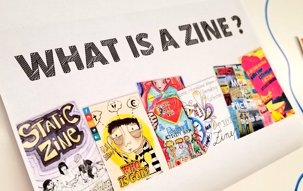 GTHSGraphics's tweet photo. All about zines this week in the @CRYROP Graphics class @GrandTerraceHS! Learning about the art of self published work using creative type &amp; imagery to tell a story. @ColtonJUSD  @donnarobinsonc1  @gthstellsher https://t.co/uN1c55GD3u