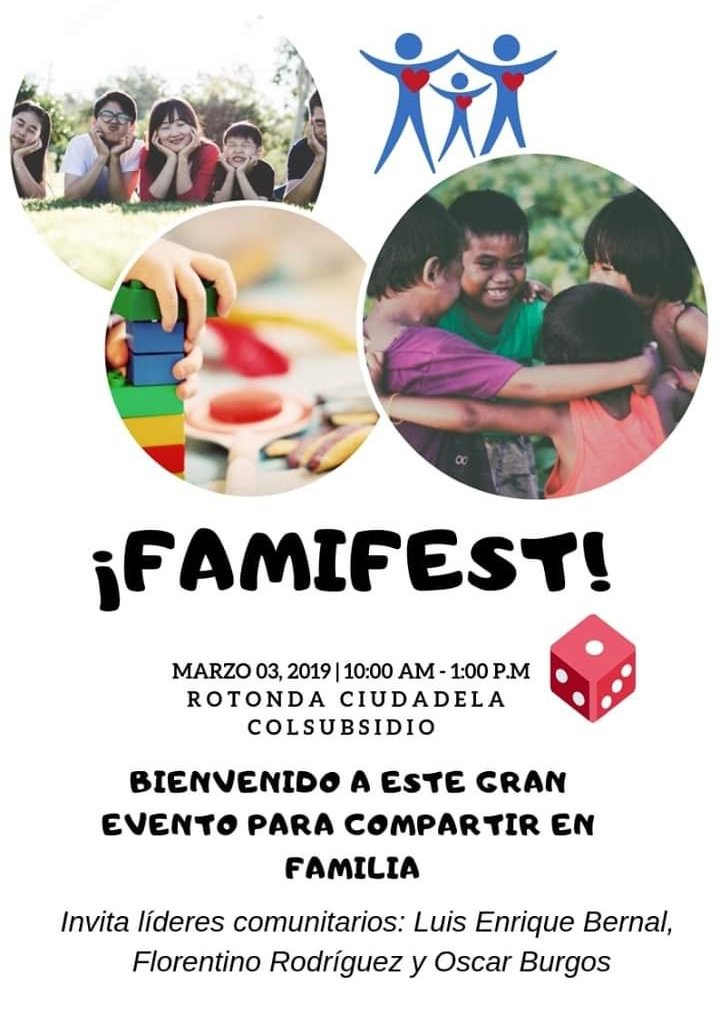 EriikaMalaGon's tweet photo. Este domingo 3 de Marzo llega #Famifest en #Colsubsidio un evento para compartir, reir 😁, jugar🤹♀️ y disfrutar en familia 👨👩👧👦 @Engativalcaldia https://t.co/tWsQm7BJYY