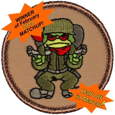And the winner of the very first Patchtown Monthly Match-up is the Battle Toad! Half-price now through the end of March! Visit our FB page to vote on this month's match-up! Facebook.com/patchtownUSA

patchtown.com/battletoadpatr…