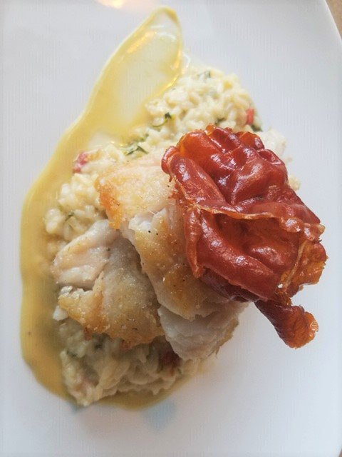 butchersbakers's tweet photo. Tonight's Market Catch: Pan Seared Rock Fish Filet with broccoli rabe, piquillo pepper risotto, roasted garlic &amp; sherry vinaigrette with crispy Serrano ham. #marketcatch #catchoftheday #butchersbakers #cteats #ctfood #ctmenus https://t.co/fNqxG9ArM6