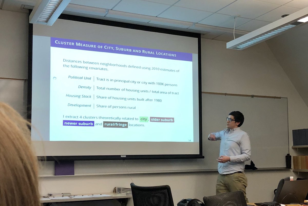 savhopel's tweet photo. Thanks @hesscl_uw for presenting at #SocSem in the @UW #Sociology department! Great presentation on segregation and poverty in the suburbs. Kudos for sneaking in a #LOTR quote and a “one way to skin a cat” in the style of @kyledcrowder https://t.co/g9wVKY2AHZ