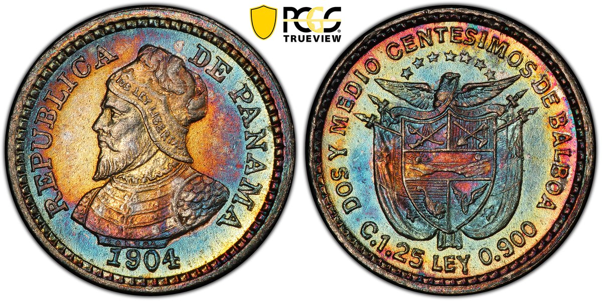 PCGScoin's tweet photo. When the people speak on #FanFriday we listen! For our fans looking for "tiniest toner" we think we may have found it. With a diameter of just 10 mm the 1904 Panama 2 1/2 Centesimos, aka the #Panama Pill, holds an unexpected distinction as the smallest coin struck by the US Mint. https://t.co/grZYmA3ICV