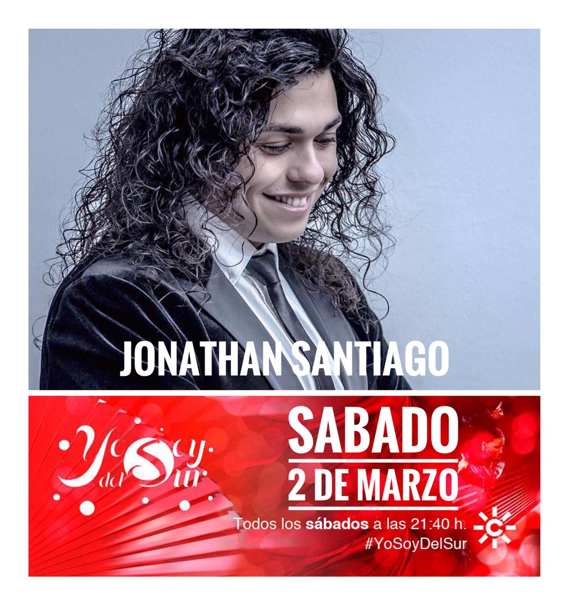 jonathansanti25's tweet image. Buenas familia, hoy sábado 2 de Marzo estaré presentando mi nuevo single Costalera en el programa Yo Soy del Sur de Canal Sur Televisión a partir de las 21:40 horas.
Os espero.
Muchos besitos😘😘😘.
@canalsur @yosoy_delsur @StaffMusic_ @AlmadrabaMusic .