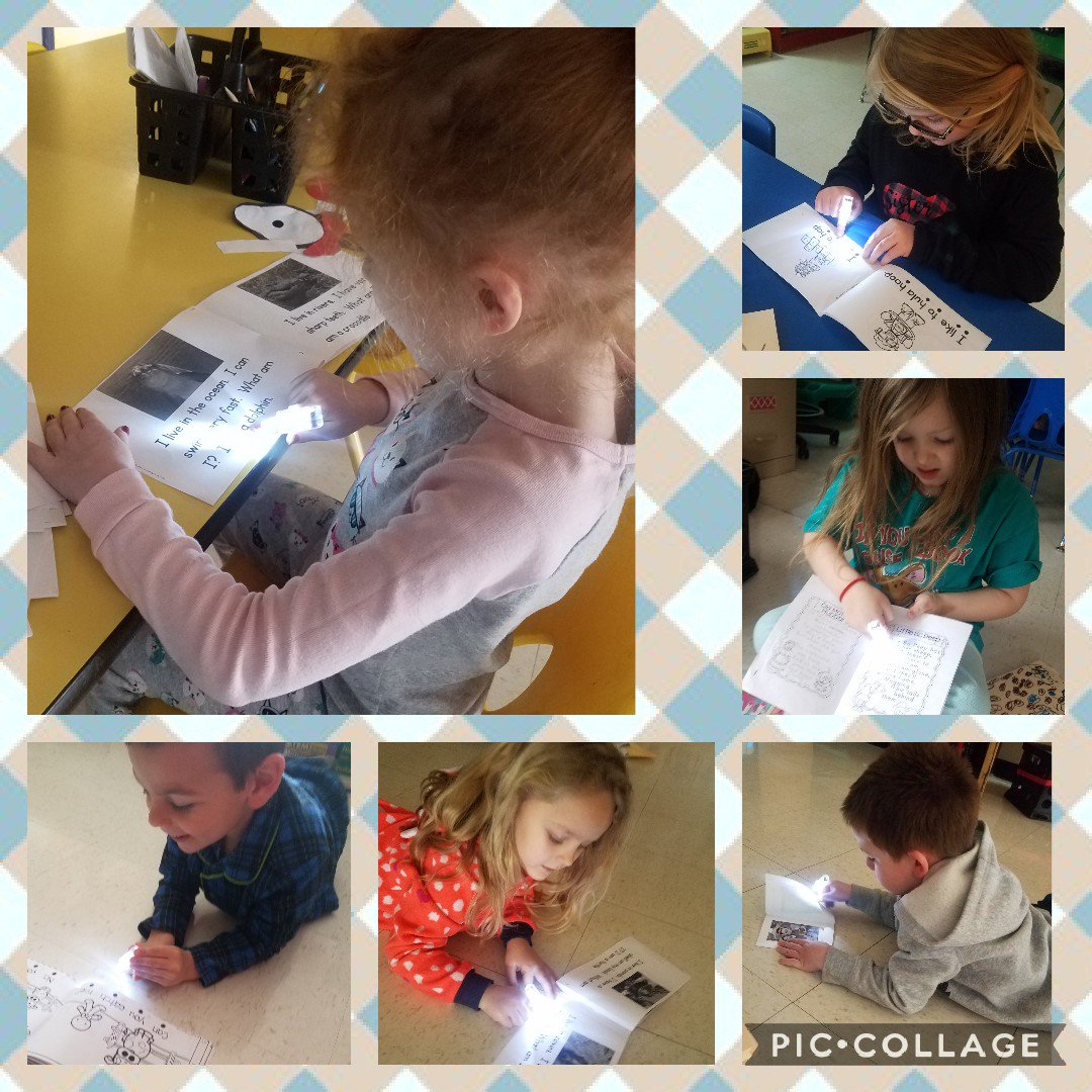MrsSnyder_kdg's tweet photo. Flashlight reading in our PJ's! 
#ReadAcrossAmericaDay @TigersTruman https://t.co/xv57HfQrgc