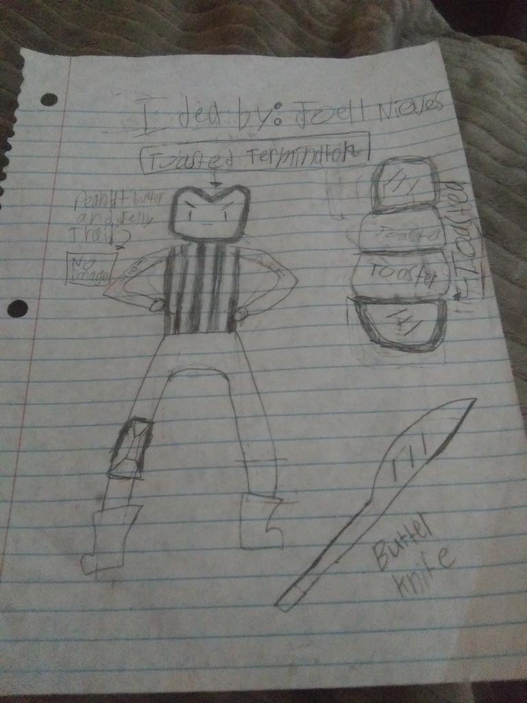 Joell461's tweet photo. @FortniteGame If skin realised give it to me my epic is Justaperson457 also the name is toasted terminator with one stage just normal bread and stage 2 is a toasted version like if you want to see this skin https://t.co/Q5CpVBH5ey