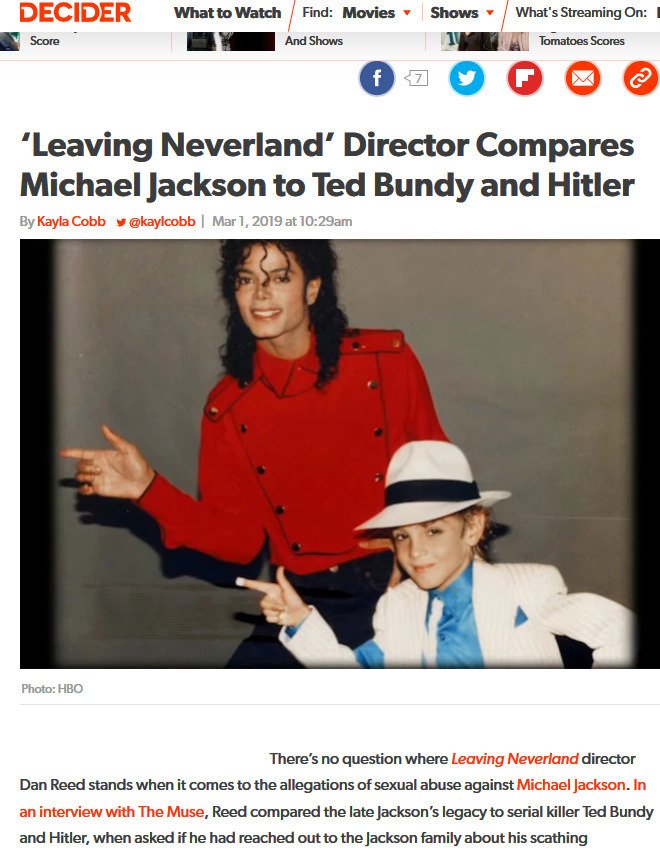 Uh... the director of  #leavingneverland just compared  #michaeljackson to Hitler and Ted Bundy. *deep sigh of disapproval* I know yall are trying to build interest in this questionable doc but, bruh, this ain't the way to do it. #afterneverland  @hbo  @hbodocs  @oprah