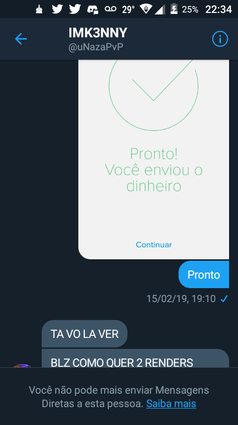 S4nnD's tweet photo. Gente não recomendo vcs comprarem com esse cara, ele mim passou a perna e não fez minha render, agr eu não tenho dindin pra comprar outra e min fudi 😡😡😡 https://t.co/iokM6NzEtp