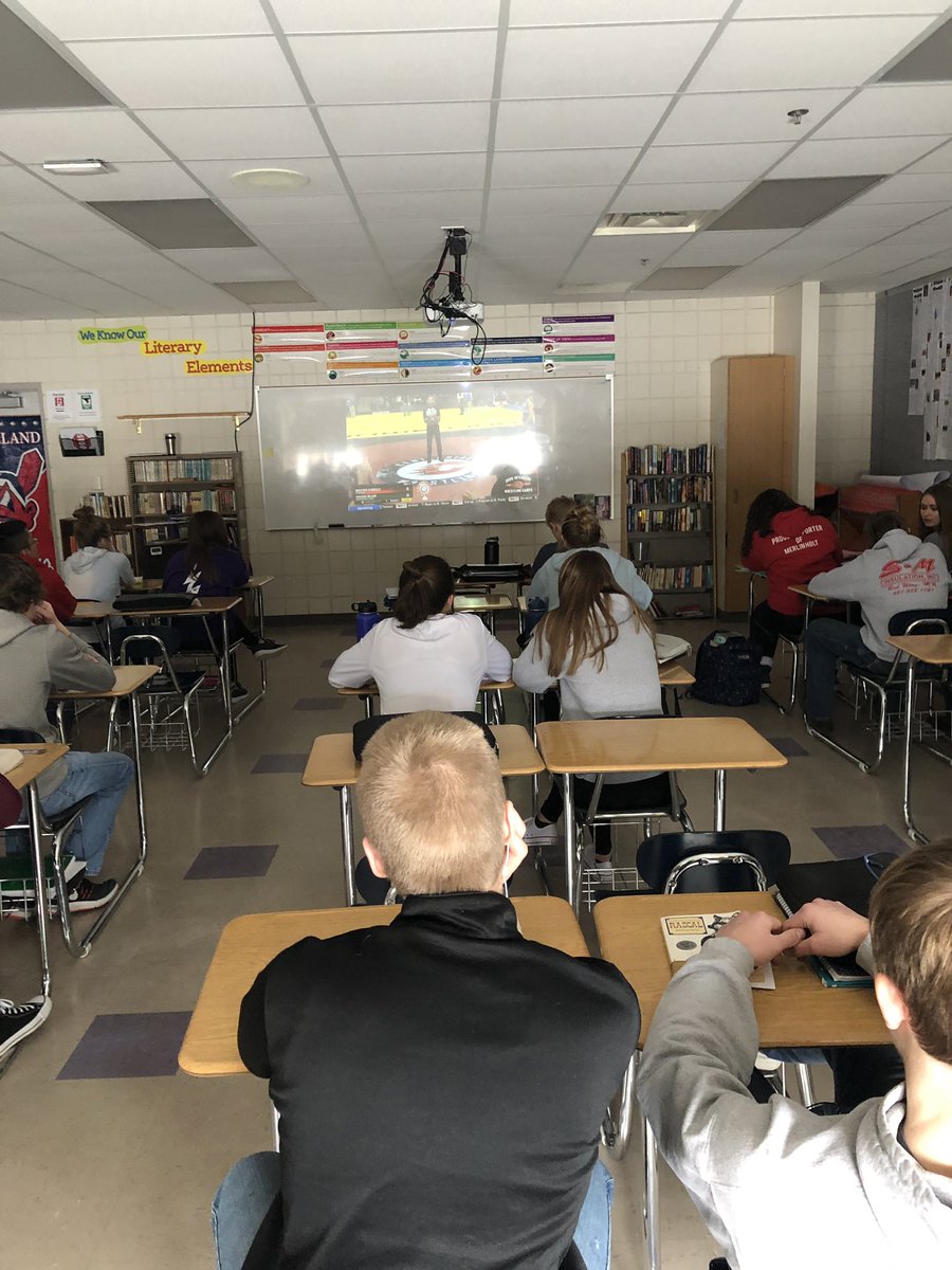 It was only fitting that during the time Baxter O’Reilly was suppose to be in English class, he was wrestling in the state tournement. So his class mates enjoyed seeing his first round win! 
#GoodhueSchool