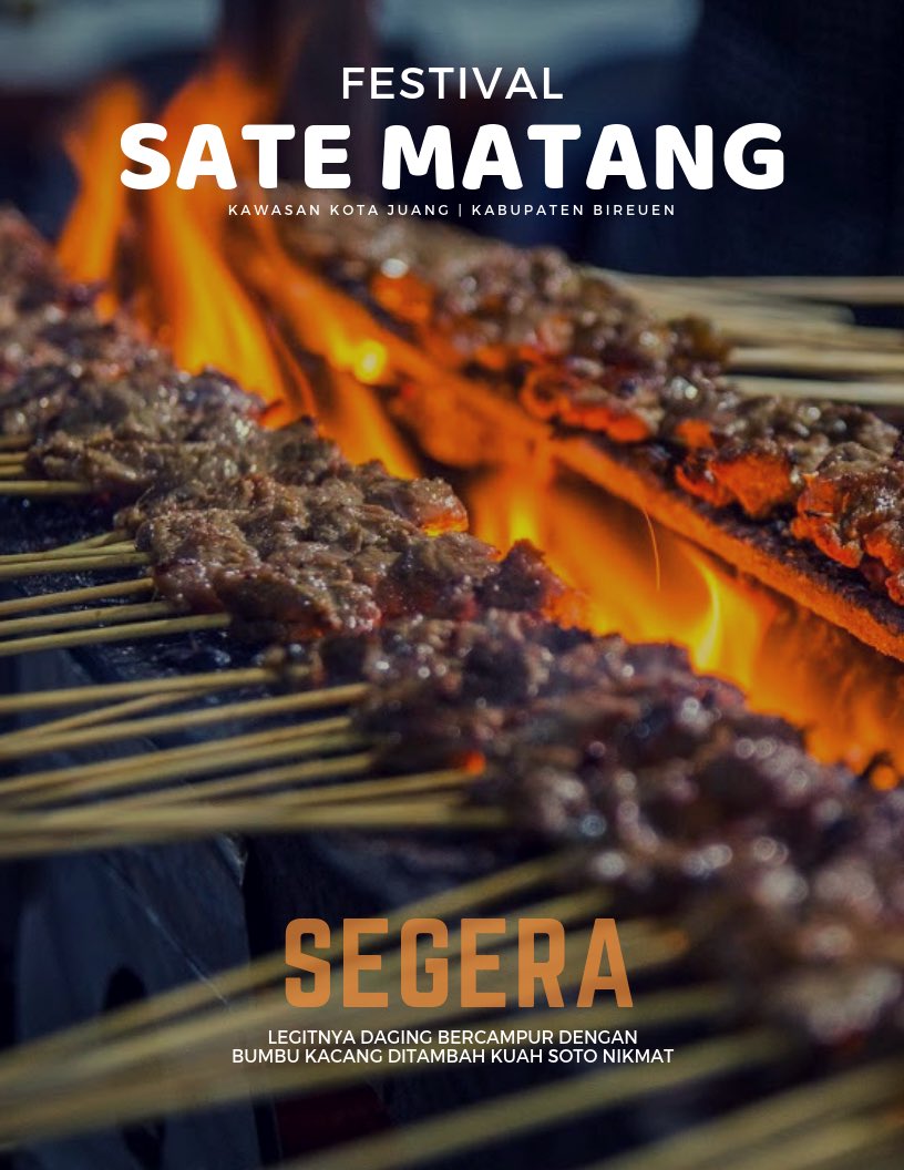 #infoevent Bukan sembarang festival karena diyakini akan menaikkan angka kolestrol, kali ini Bireuen akan jadi tuan rumah untuk Festival Sate Matang. SEGERA! #cahayaaceh