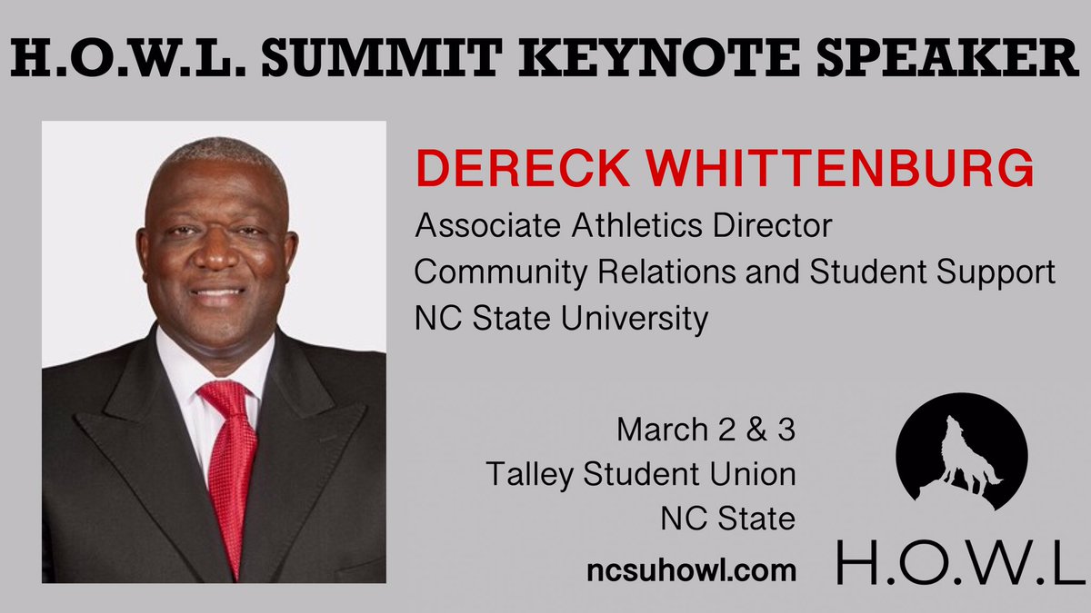 SMTClubNCSU's tweet photo. We’re pleased to have Dereck Whittenburg (@DWhittNCstate) as our Day 2 Keynote Speaker

Senior Associate AD Raymond Harrison (@RaymondMackJr) will be doing an interview style keynote with Mr. Whittenburg https://t.co/bfIoUbhwXu