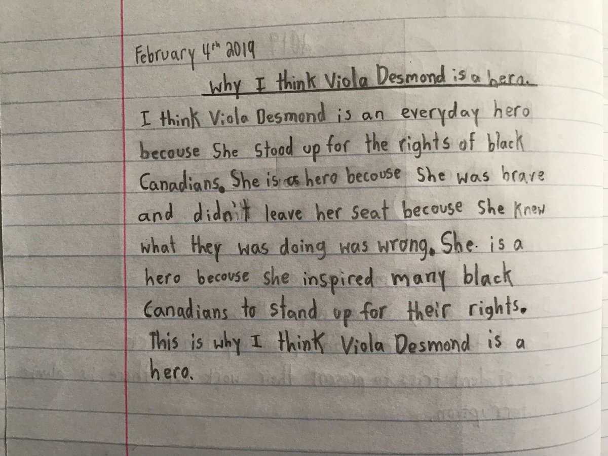msmlekuz's tweet photo. #BlackHistoryMonth Read “Viola Desmond Won’t Be Budged” and then reflected on why Viola Desmond is considered an “everyday hero” while tying in many character traits like courage and persistence. This was a great starting point for our biography unit on #worldchangers https://t.co/QHsE9LgU5n