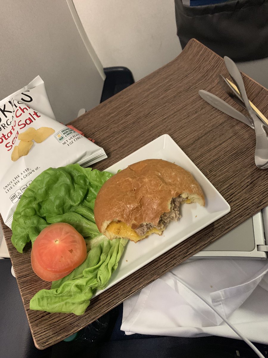 tkahlor's tweet photo. @AlaskaAir  on flight 2028 from SEA to DFW and oh... em...gee.. the turkey burger is Ah-MAZING!!! https://t.co/ts9JDJJcFv