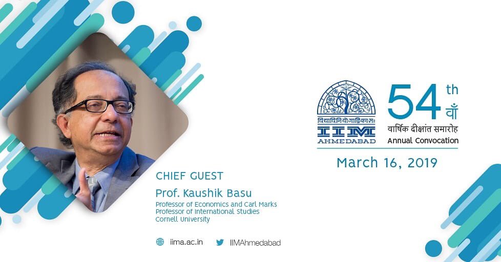 PGPX_IIMA's tweet photo. The IIMA 54th Annual Convocation will be graced by Prof. Kaushik Basu, Professor of Economics and Carl Marks Professor of International Studies at Cornell University.

Watch this space for more behind the scenes, actions and updates regardingIIMAConvocation.
Via @IIMAhmedabad https://t.co/qcQbVCiXHX