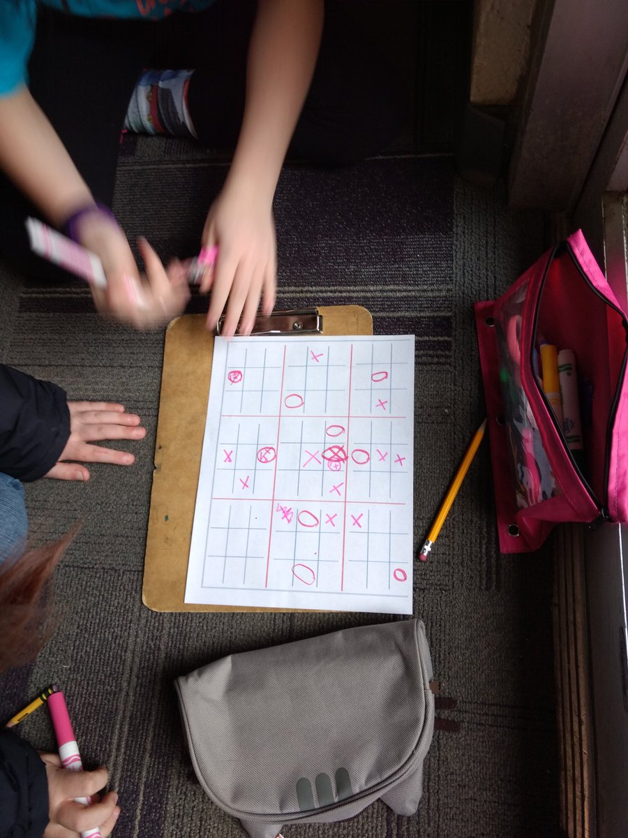 Junie1865's tweet photo. Playing 9 tic-tac-toe grids at once develops critical thinking skills. Ss remained engaged for 40 minutes. Thank you @IanAByrd for sharing.  @cleverschools @rgordon04 @gregtangmath https://t.co/XWqFKKD3Tf