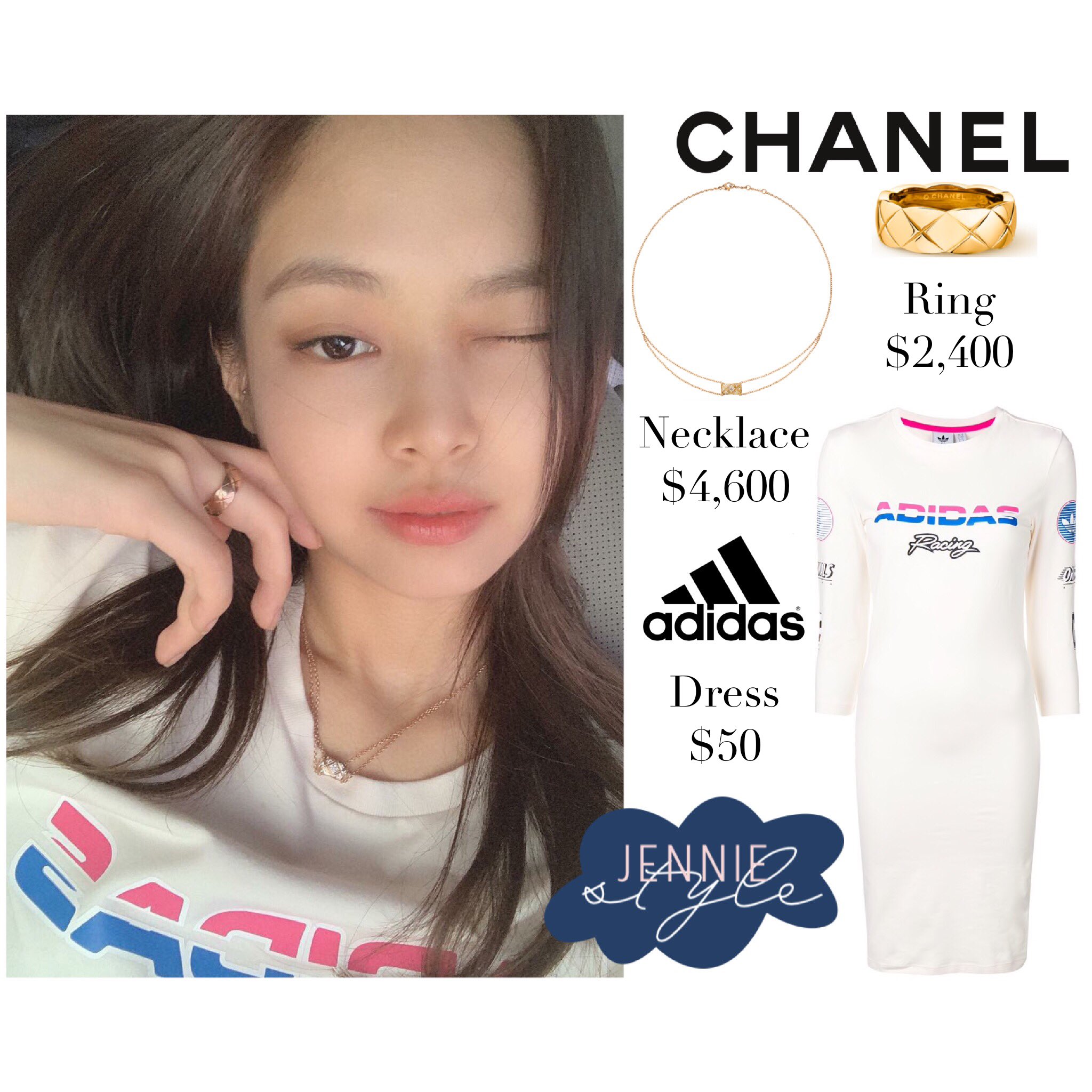 Jennie Style on X jennierubyjane IG Update 190302 Chanel Coco Crush Necklace 4 600 Ring 2 400 Adidas Dress 50 jennie jenniekim blackpink blackpinkfashion blackpinkstyle jenniefashion jenniestyle chane...