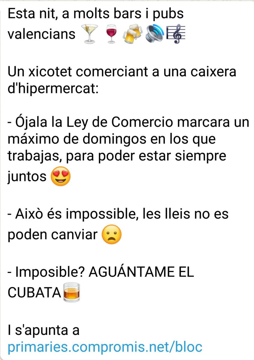 NatxoCosta's tweet photo. ¿M'ajudes a canviar la Ley de Comercio en el Madrid per posar un màxim de diumenges i festius d'obertura del gran comerç?

FAV si t'agrada. I si vols ajudar:
1 FAV i RT
2 Apunta't a https://t.co/dE0Zkbtao7 abans de dilluns 4 març
3 Vota'm del 6 al 8 març

https://t.co/XJCG1nOSFr https://t.co/Gf6P2GjuQO