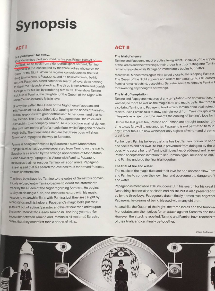 Enjoyed a magnificent performance of the #MagicFlute at #AdlFest this afternoon. Stunning production by <a href="/Komische_Oper/">Komische Oper Berlin</a>, Barry Kosky and <a href="/1927productions/">1927</a>! The only disappointing aspect: Hamlet failed to put in an appearance! 🤣