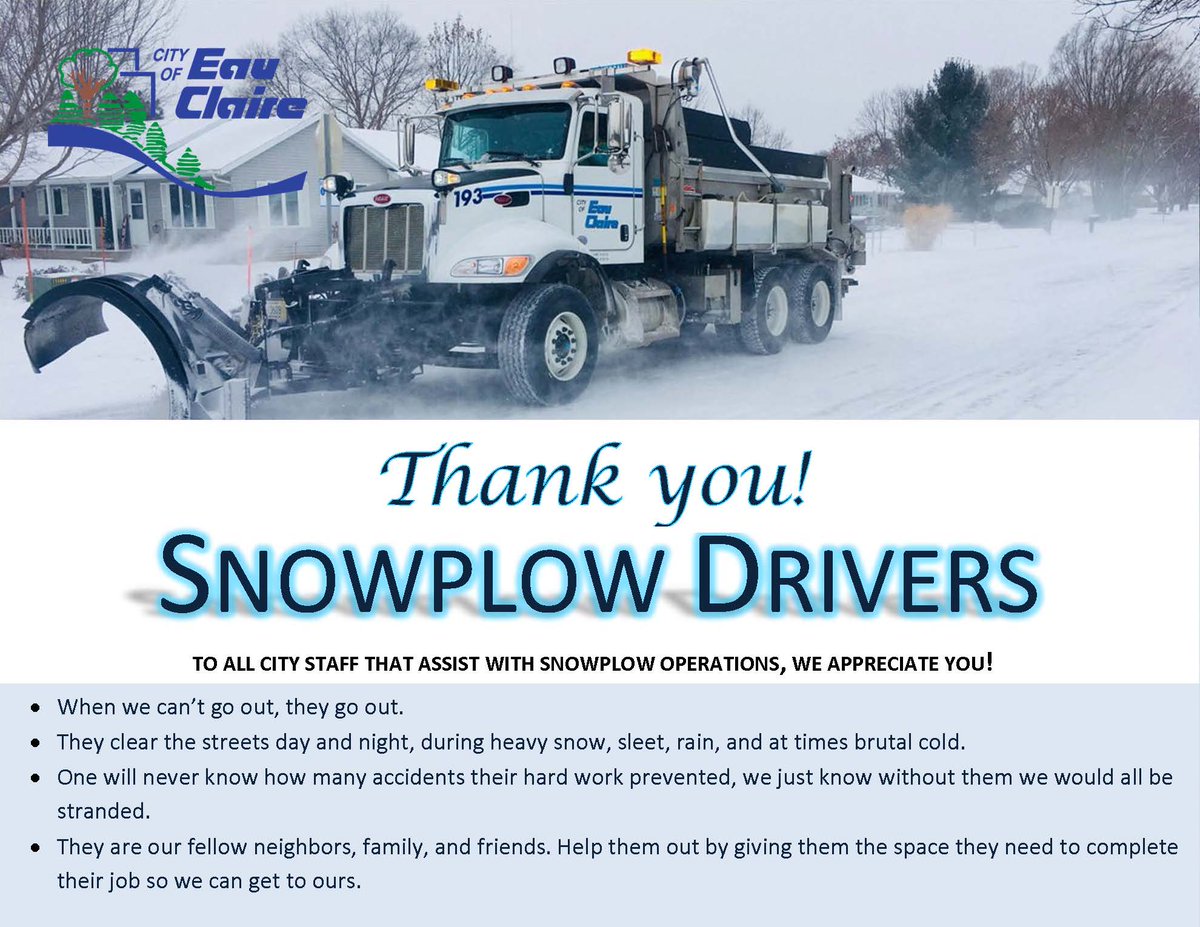 CityofECStreets's tweet photo. A typical winter will see 4-6 full residential plow operations. Currently crews are working on operation #12 for this winter. A BIG thank you to the 53 current staff that are working overnight &amp; all City staff that have helped keep streets clean this record breaking winter. https://t.co/REDCZO7a5n