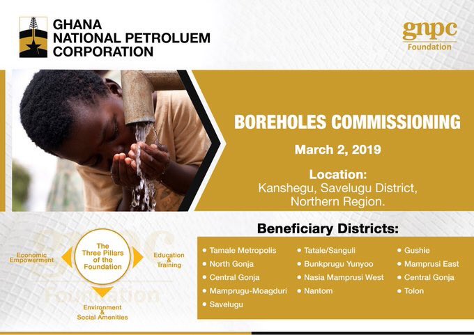 GNPCFoundation's tweet photo. Today @ Kanshegu in the Savelugu district of the Northern region, we’re sharing “Life” as we commission 40 boreholes for 40 communities in need of potable water and we’re just as excited! 👍🏾
#BoreholeProject #ImpactingLife https://t.co/uTXGeahI7d